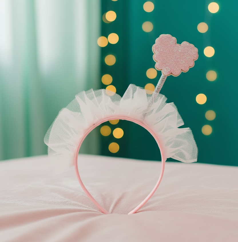 Fancy Tulle Heart Headband. (Rs 100 advance)
