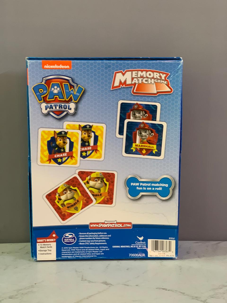 Paw Patrol - Memory Match Game 73 Cards. (Rs 250 advance)