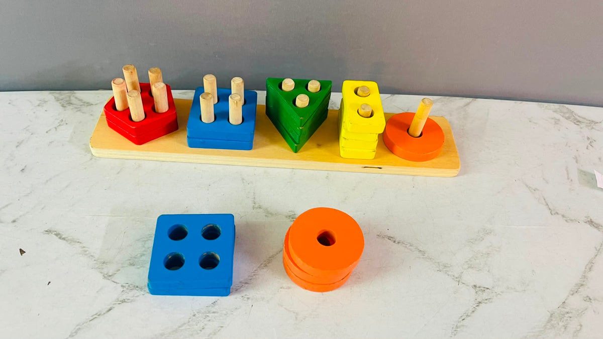 Five Column Geometric Shape Sorter. (2 pentagon available)(Rs 250 advance)