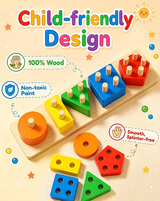 Five Column Geometric Shape Sorter. (2 pentagon available)(Rs 250 advance)
