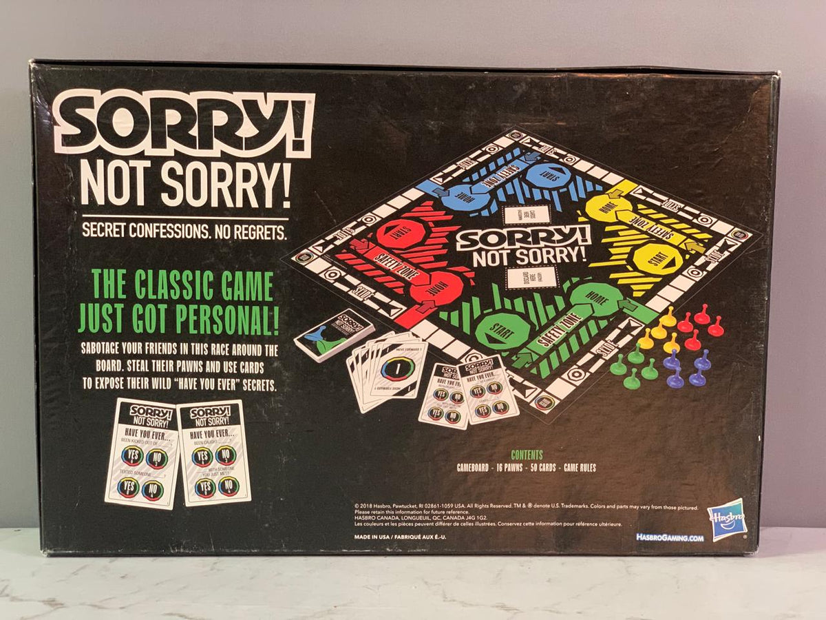 Hasbro Sorry! Not Sorry Board Game. (New)(Rs 250 advance)
