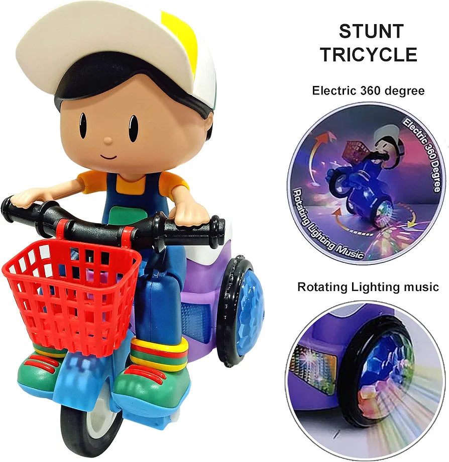 Popsugar Musical Bump and Go Stunt Tricycle. (Foot detached, must check video)(Rs 350 advance)