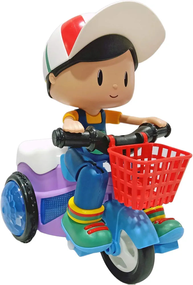 Popsugar Musical Bump and Go Stunt Tricycle. (Foot detached, must check video)(Rs 350 advance)