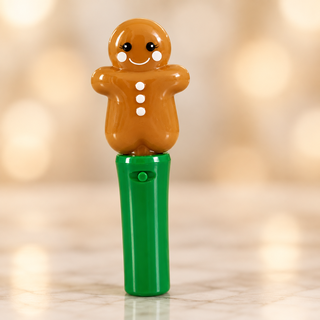 Gingerbread Man Light-Up Spinner Wand. (Batteries need replacement)(Rs 150 advance)