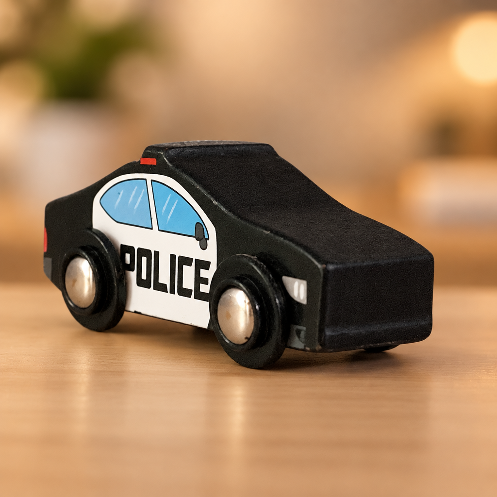 J'dore Wooden Toy Police Car.