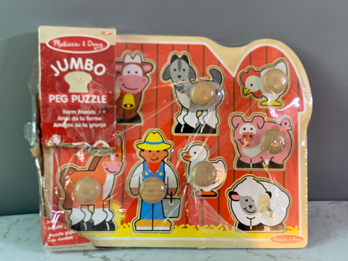 Melissa &amp; Doug Large Farm Jumbo Knob Puzzle.(1 handle missing, must check video)(Rs 300 Advance)