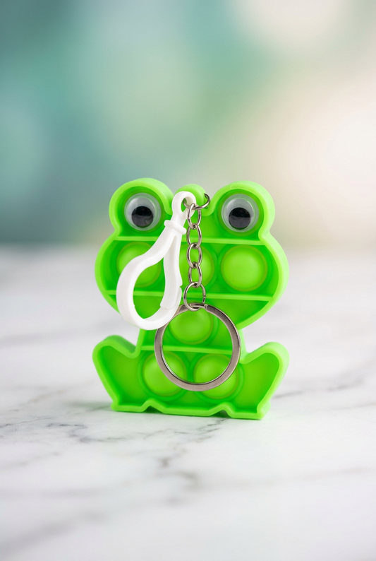 Frog Pop-It Fidget Toy Key Chain.