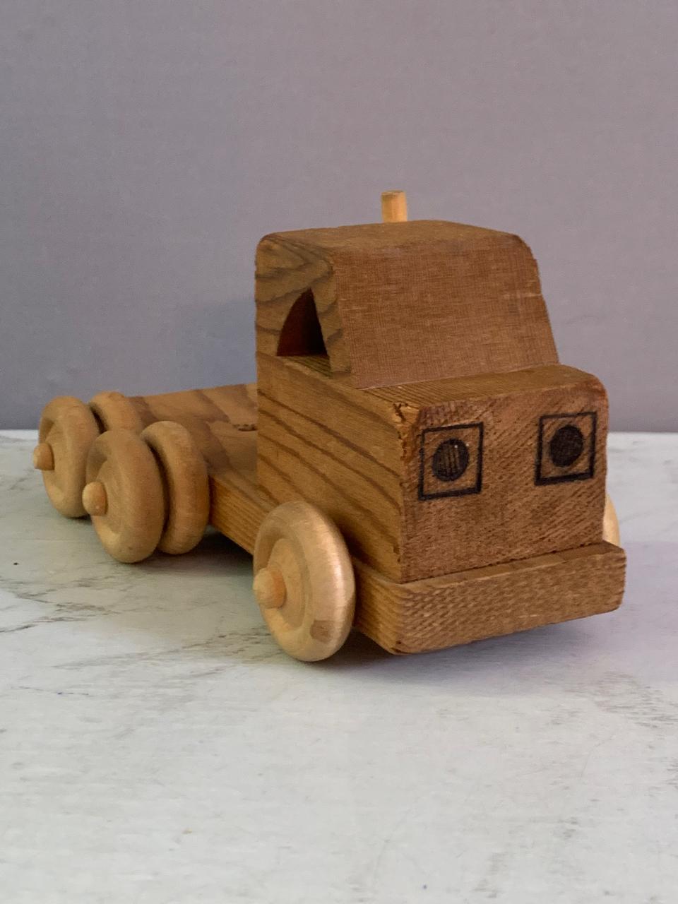 Vintage Wooden Semi-Truck Toy.