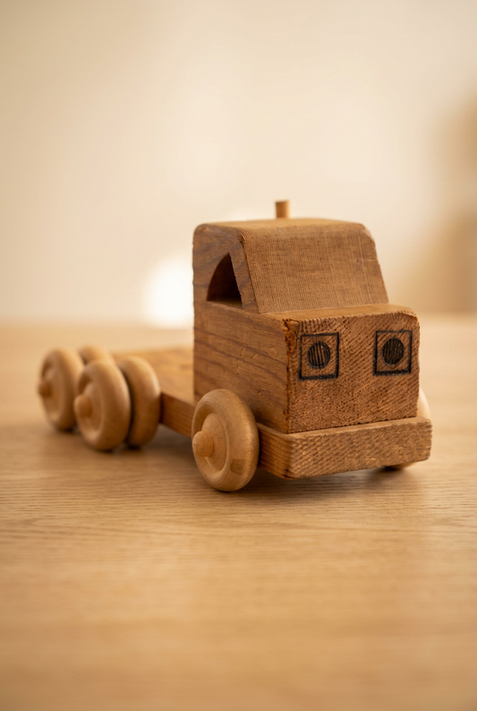 Vintage Wooden Semi-Truck Toy.