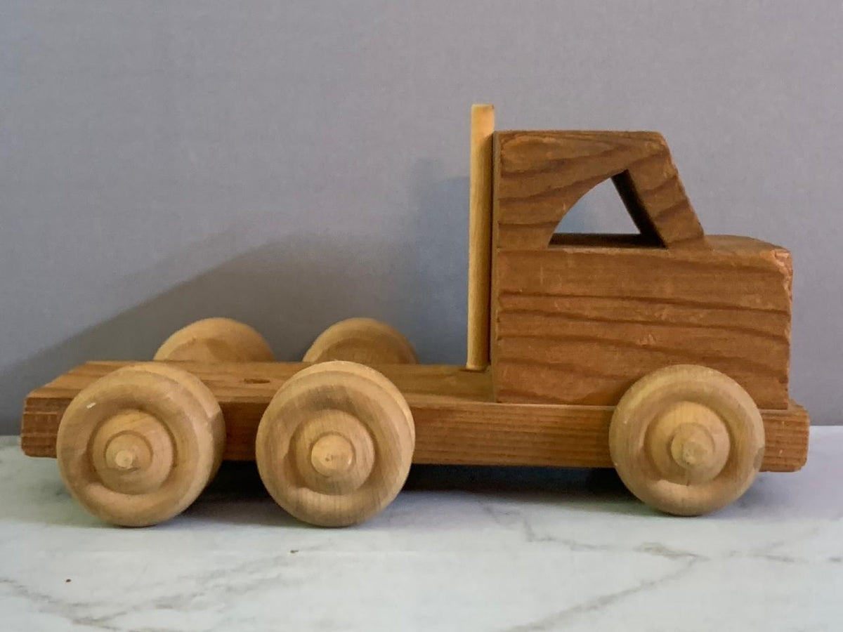 Vintage Wooden Semi-Truck Toy.