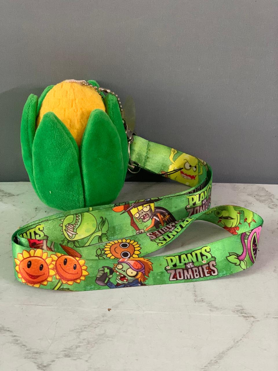 Plants vs. Zombies Lanyard with Plush Kernel-Pult Keychain Coin Pouch. (Rs 100 advance)