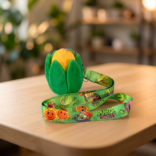 Plants vs. Zombies Lanyard with Plush Kernel-Pult Keychain Coin Pouch. (Rs 100 advance)