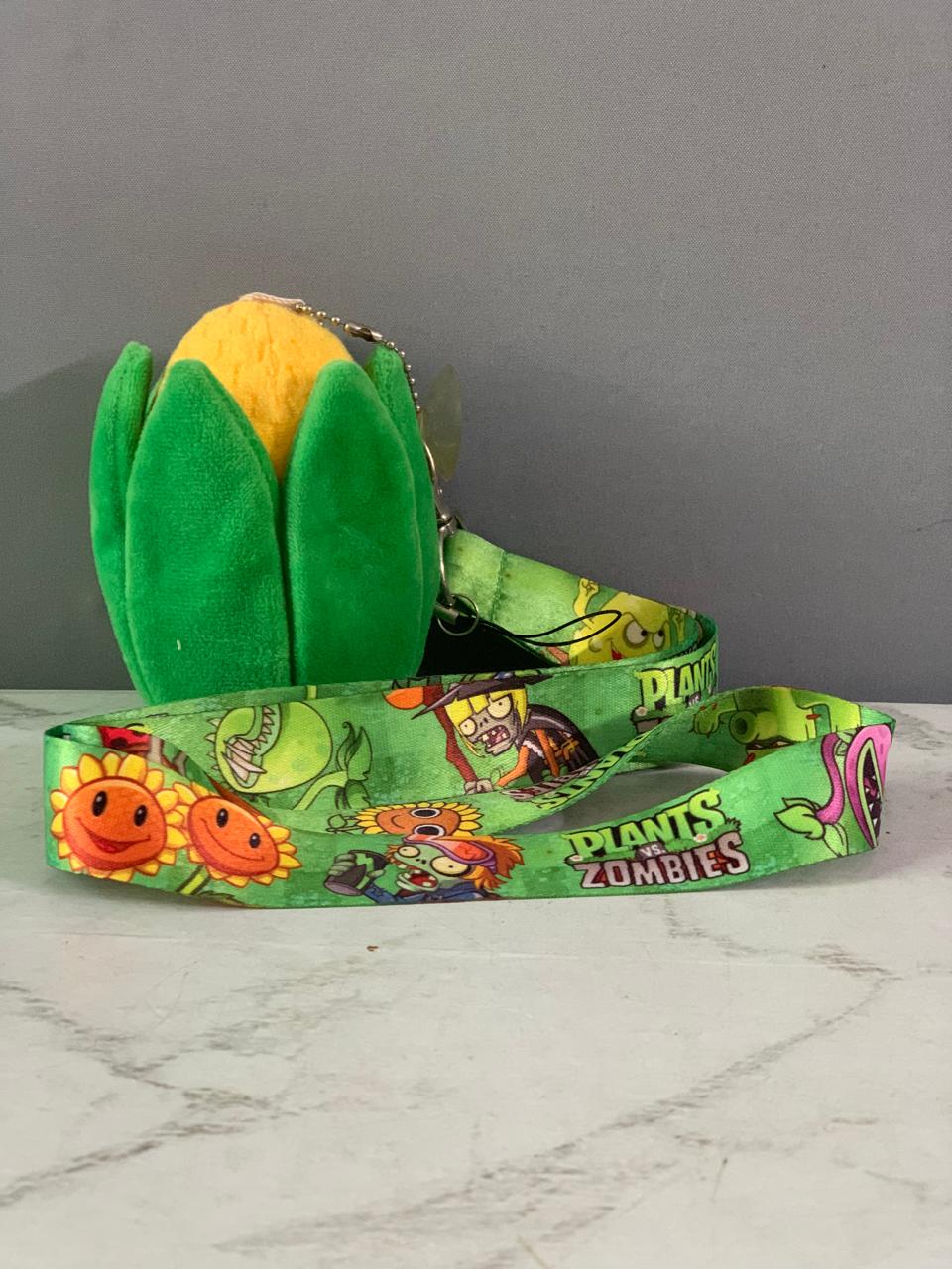 Plants vs. Zombies Lanyard with Plush Kernel-Pult Keychain Coin Pouch. (Rs 100 advance)