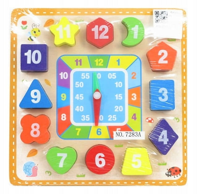 Colorful Digital 12 Movable Blocks Wooden Clock Toy.