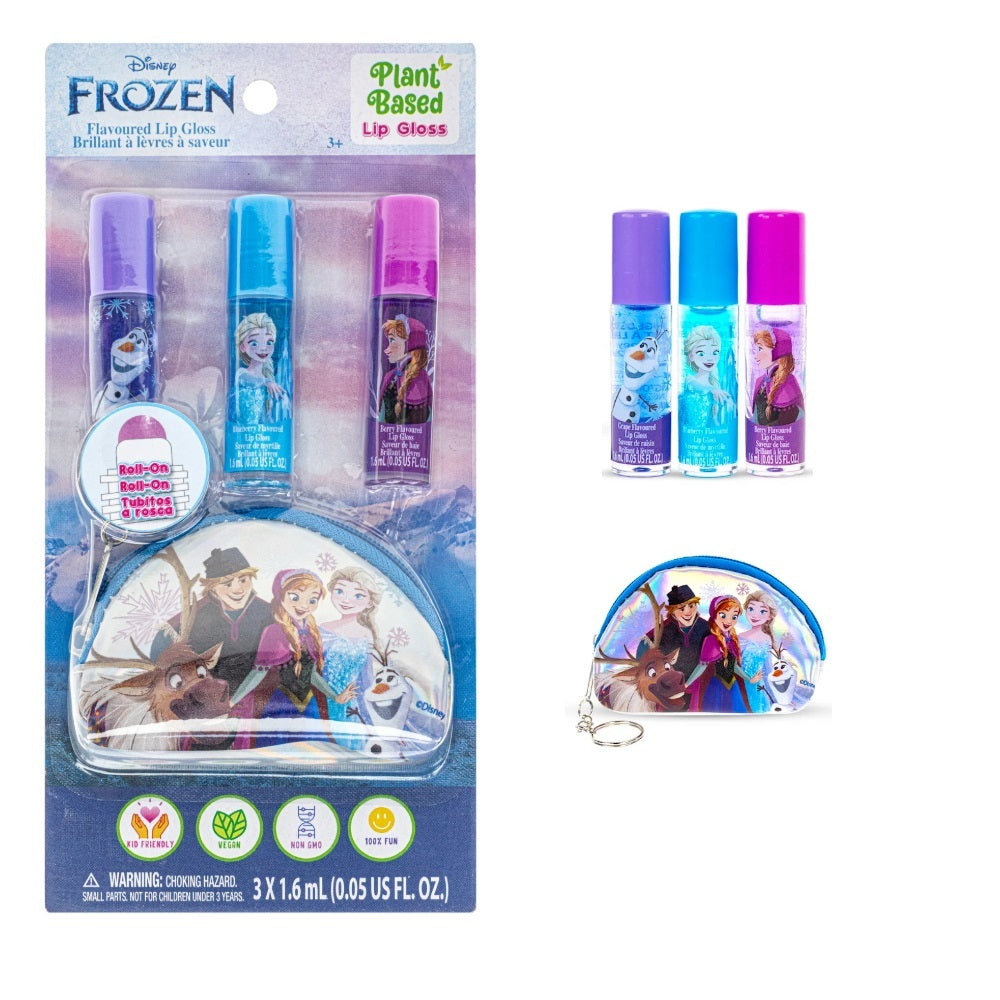 Disney Frozen Plant-Based 3-Piece Roll-On Lip Gloss & Micro Cosmetic Bag Set. (Rs 200 advance)