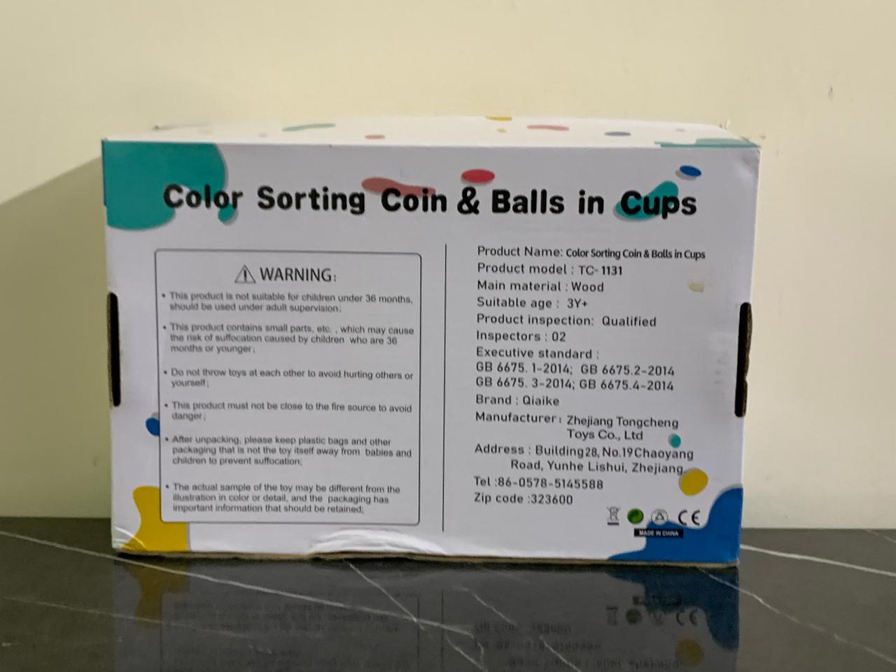 Color Sorting Coin & Balls in Cups. SKU:BXL-804