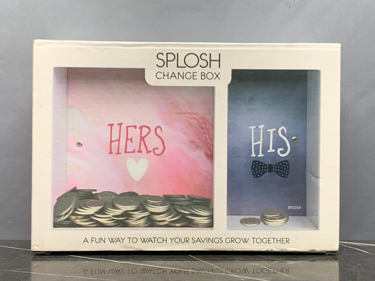 Splosh Split Money Box - Hers and His. (New)(only for isb, rwp). SKU:BXL-071