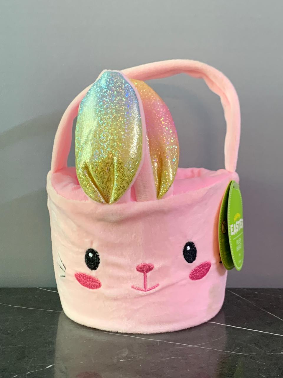 Happy Easter Plush Basket Pink. SKU:BXL-804 (new)