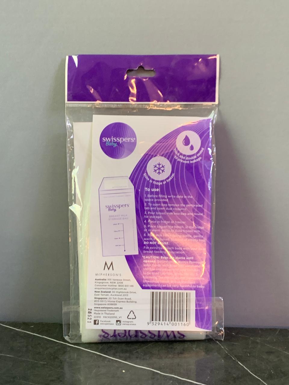 Swisspers Baby Breast Milk Storage Bags. (20 pieces) SKU:BXL-081 (New)