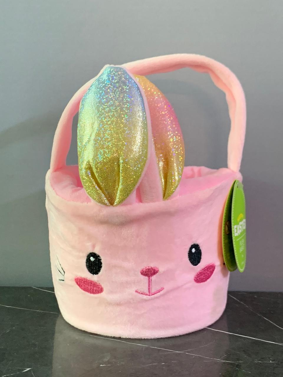 Happy Easter Plush Basket Pink. SKU:BXL-804 (new)