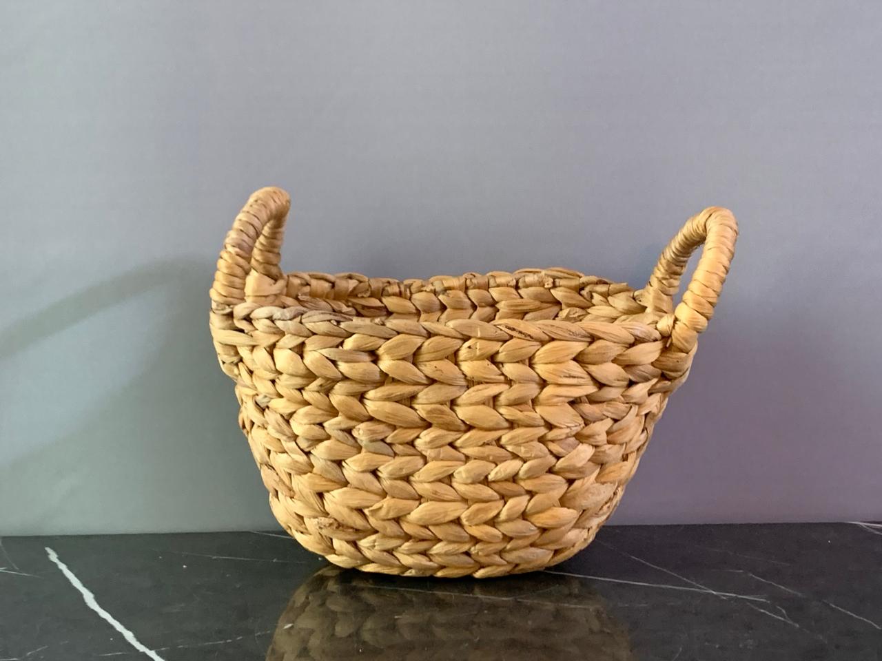Natural Water Hyacinth Woven Storage Basket. SKU:BXL-804