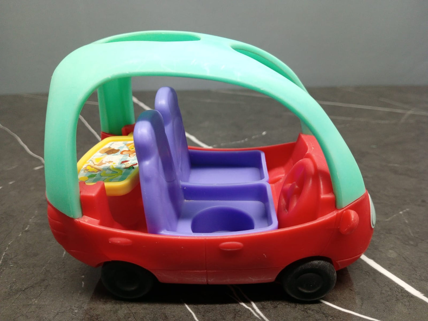 Red and Aqua Toy Car