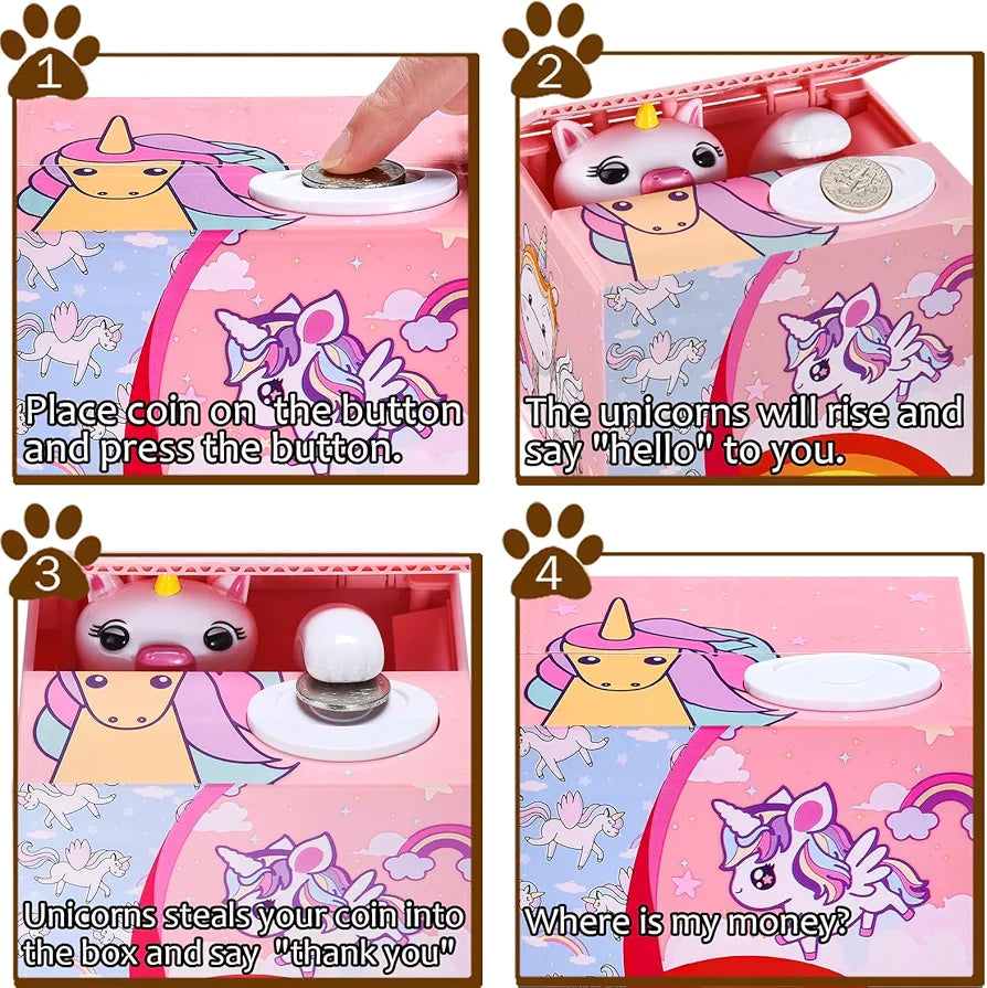Unicorns Stealing Money Bank.