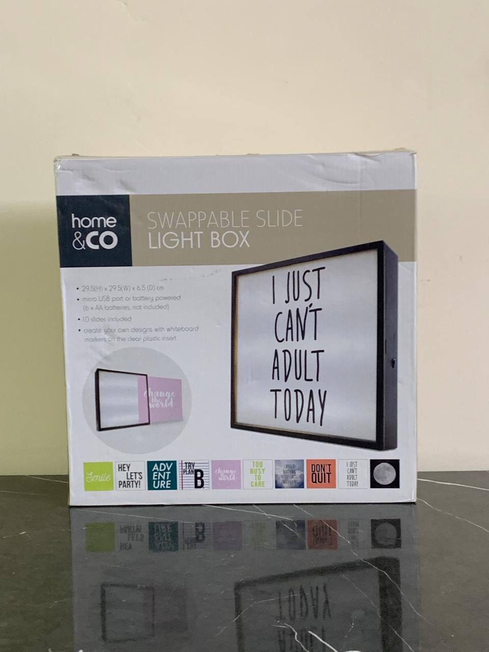 Home & Co Swappable Slide Light Box. SKU:BXL-804 (New) (Rs 350 advance)