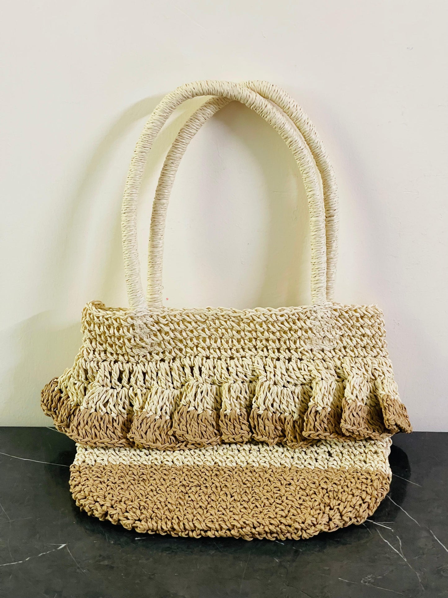 Handmade Raffia Crochet Tote Bag. SKU:BXL-104