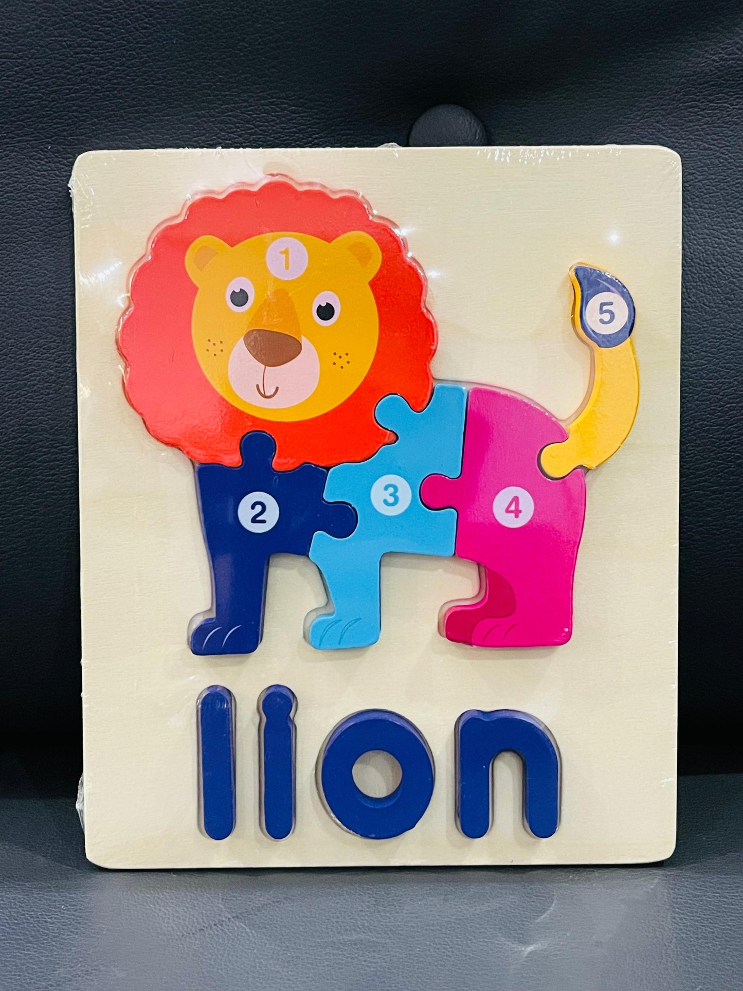 Wooden Shape Block Puzzle Lion.
