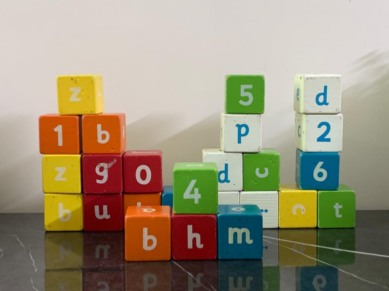 Early Learning Centre Wooden Alphabet Blocks. (8/10 condition) (Rs 200 advance) SKU:BXL-001