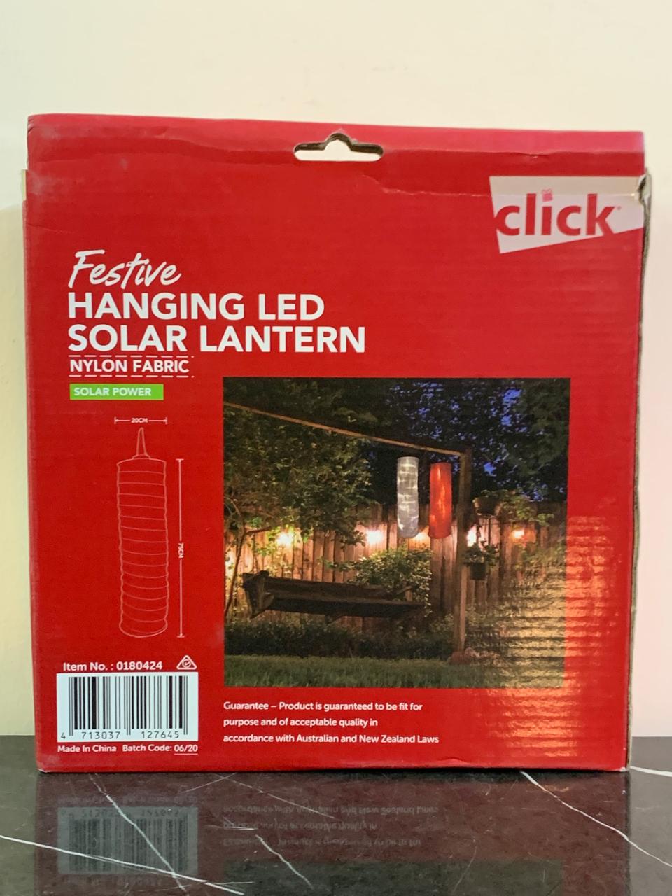Click Festive Hanging LED Solar Lantern. SKU:BXL-112