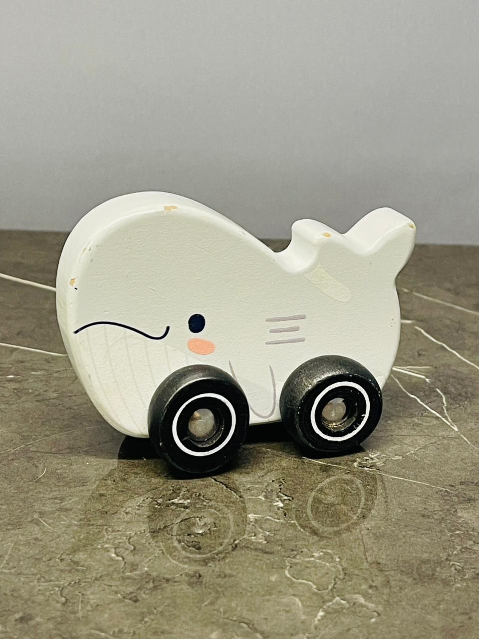 Wooden push along toy - whale