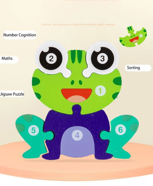 Wooden Shape Block Puzzle Frog.