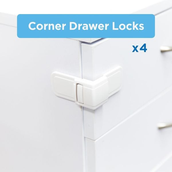 Perma Child Safety Adhesive Corner Locks.(4x) SKU:BXL-118