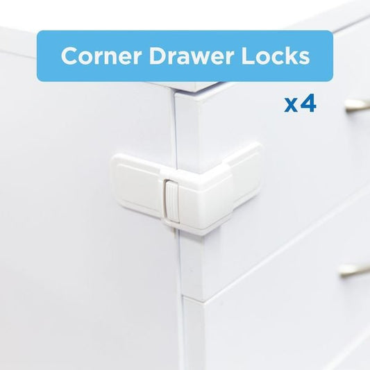 Perma Child Safety Adhesive Corner Locks.(4x) SKU:BXL-118