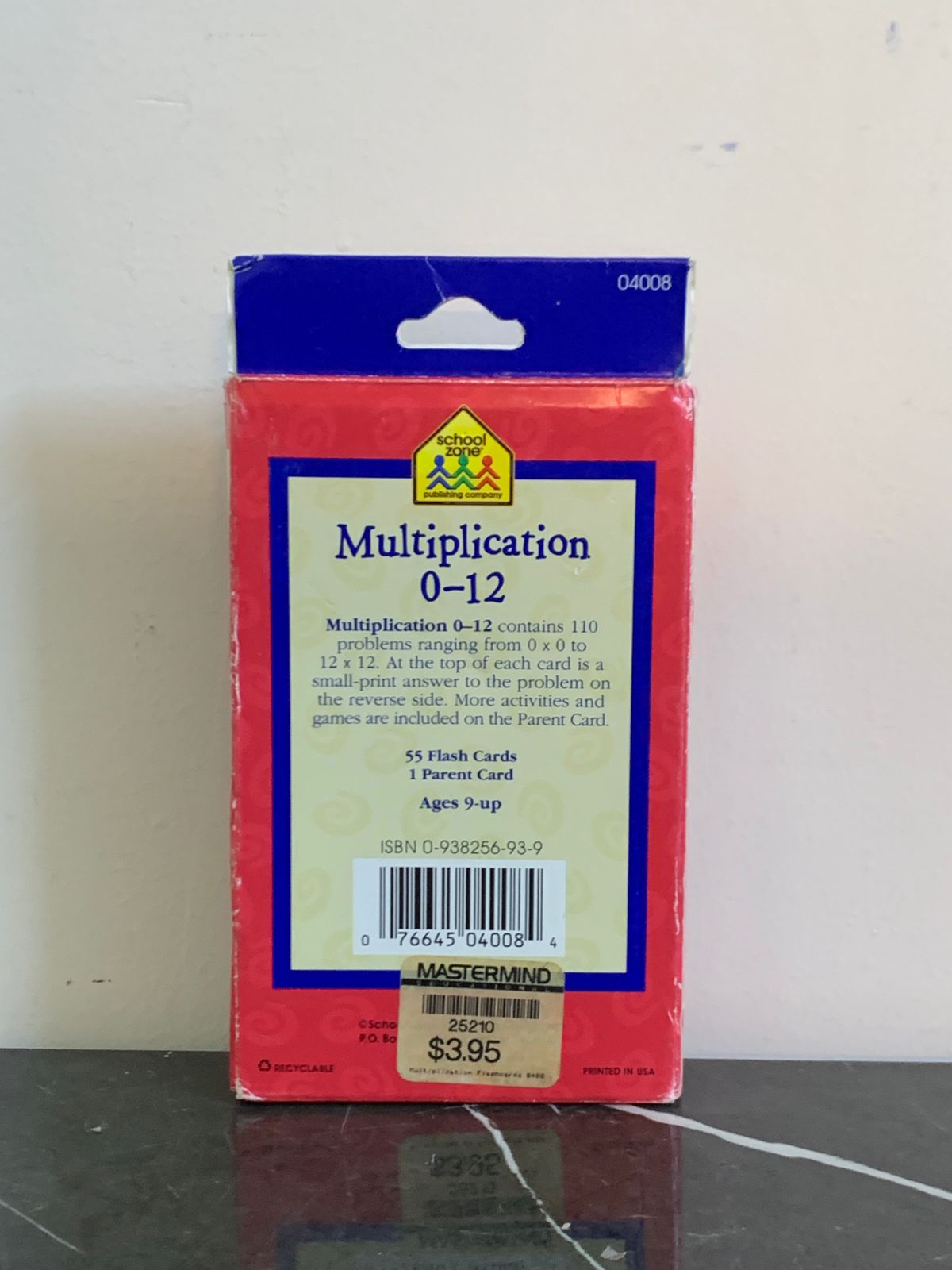 School Zone Multiplication 0-12 Flash Cards.(62 cards) SKU:BXL-006