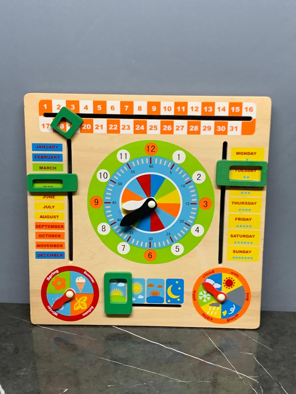 Wooden Calendar And Clock