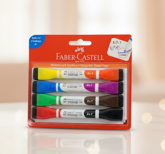 Faber-Castell 2 in 1 Whiteboard Markers with Magnetic Eraser Caps. SKU:BXL-081 (New)