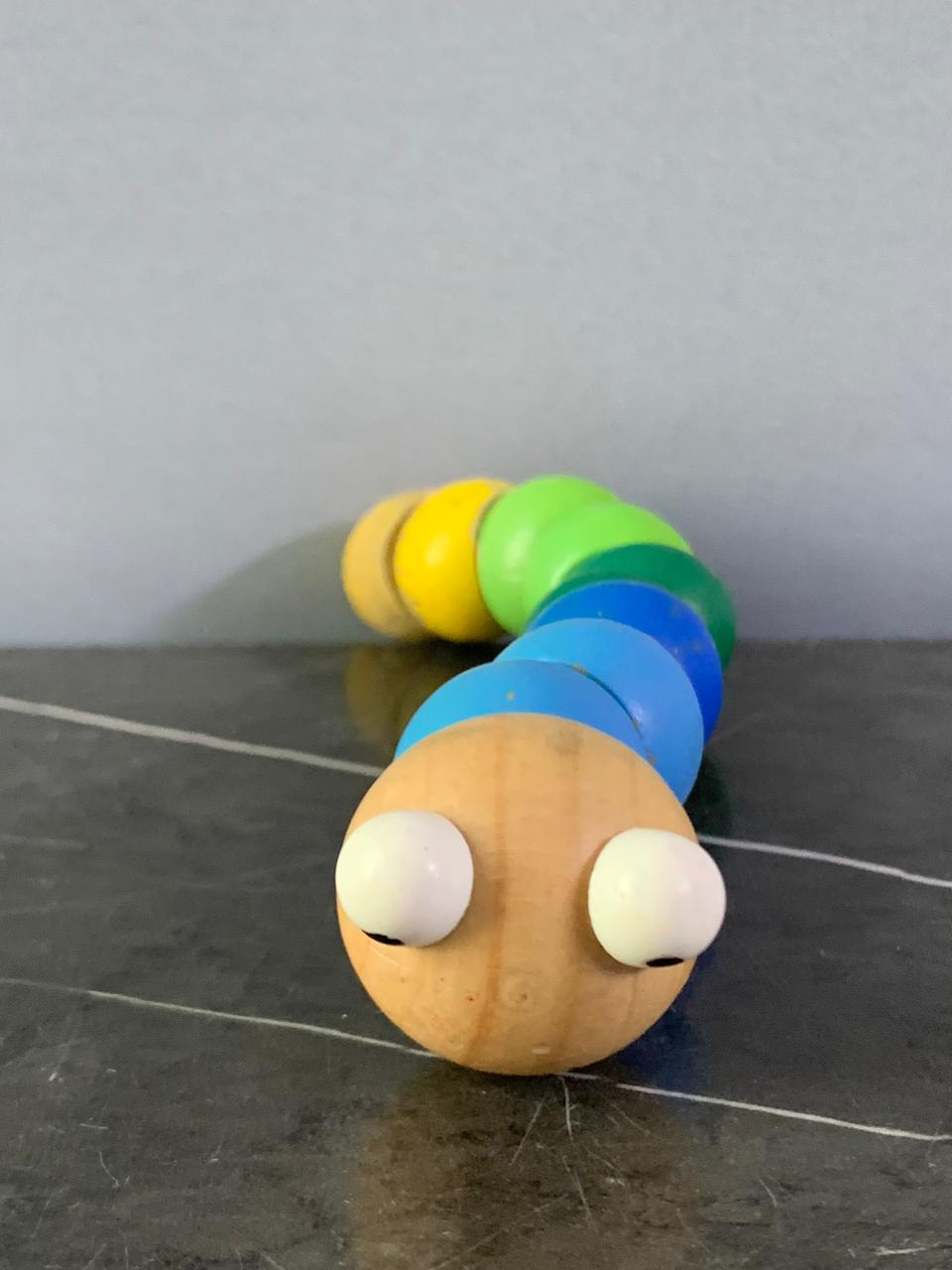 Wooden Articulated Caterpillar Toy. SKU:BXL-043 (8/10 condition)