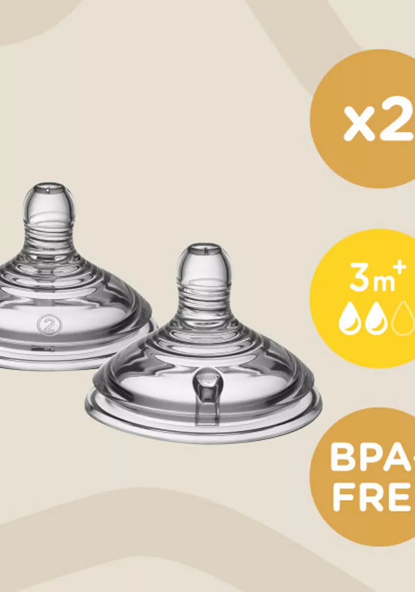 Tommee Tippee Closer to Nature slow Flow Teats. (2x). SKU:BXL-023