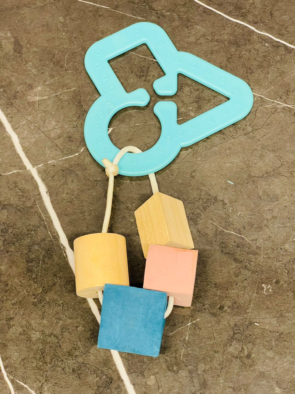 Wooden Bead Teether/Activity Toy with Loop Handle