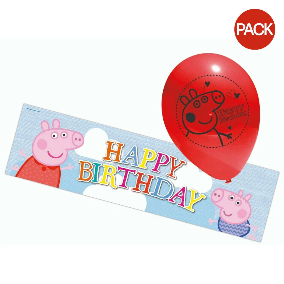 Peppa Pig Foil Banner & 5 
Balloons. (New) SKU:BXL-014