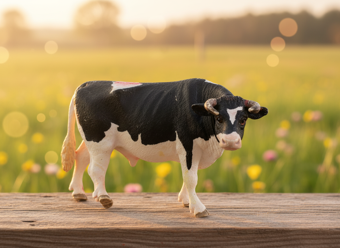 Schleich Holstein Bull Toy Figurine. SKU:BXL-059 (one leg bended)