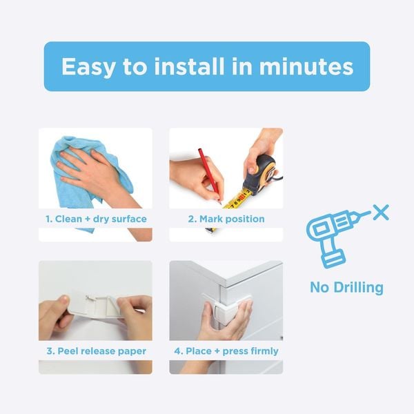 Perma Child Safety Adhesive Corner Locks.(4x) SKU:BXL-118