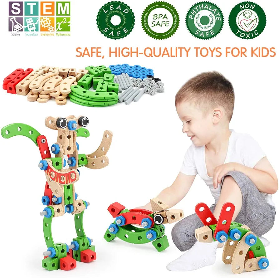 Vatos Wooden Building & Construction Toys Set. (90 pieces) SKU:BXL-115