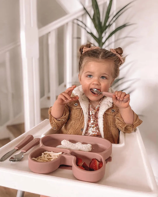 We Might Be Tiny Bunny Stickie Plate - Dark Peach.