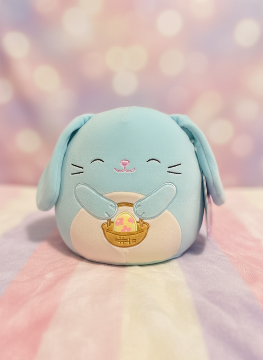 Squishmallows Buttons the Blue Bunny with Easter Basket. SKU:BXL-054