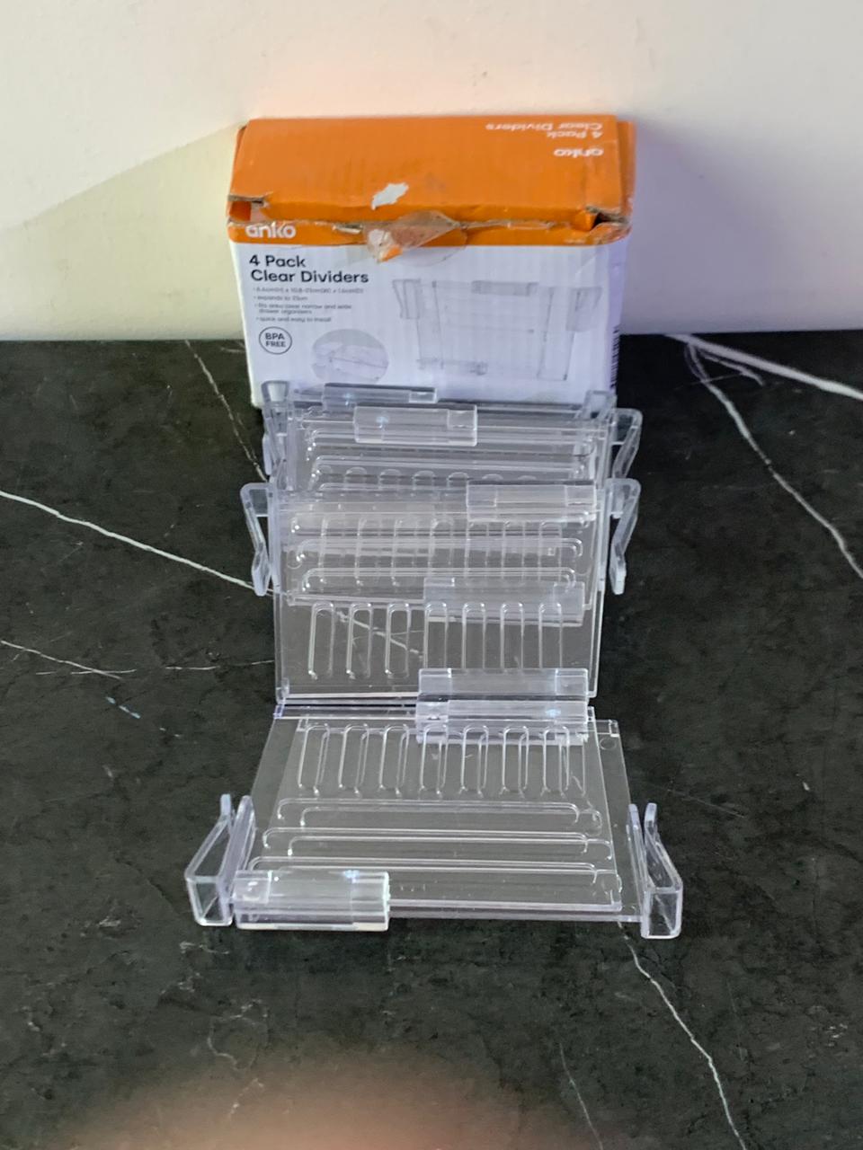 Anko 4 Pack Clear Dividers. SKU:BXL-114