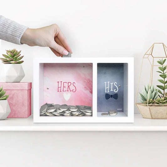 Splosh Split Money Box - Hers and His. (New)(only for isb, rwp). SKU:BXL-071